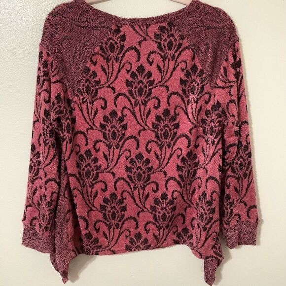 NWT Energe Pink and Black Paisley Boho Chic Oversized Whimsigoth Sweater Small - Picture 8 of 10